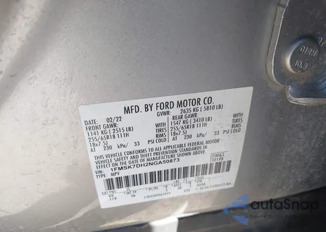 2022 Ford Explorer Xlt from USA, damaged, VIN 1FMSK7DH2NGA50873